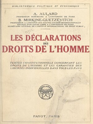 cover image of Les déclarations des Droits de l'Homme